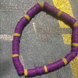 Purple and Yellow Beaded Bracelet
